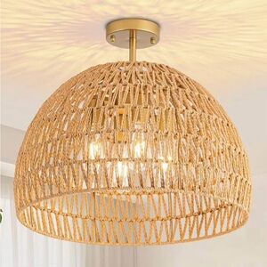 Woven Rattan Ceiling Light Fixture